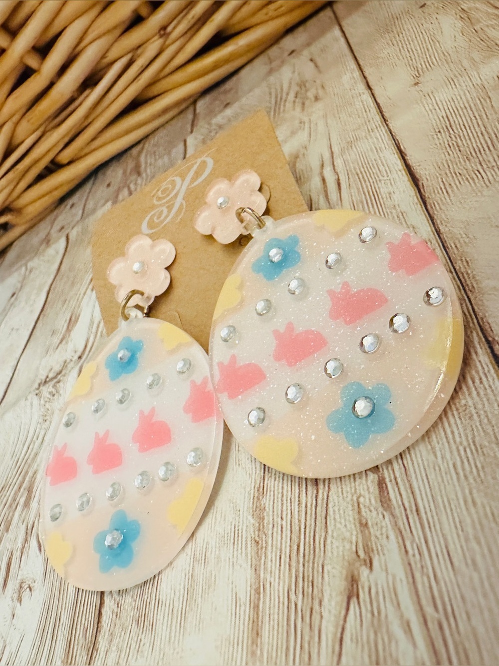 Pastel Bunny & Flower Earrings - Pink, Blue, Yellow*Post Style*Plunder*New!